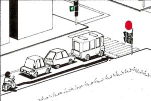 El?rehajthat-e az útkeresztez?désig a motorkerékpáros a piros jelzés alatt az ábrán látható módon?
